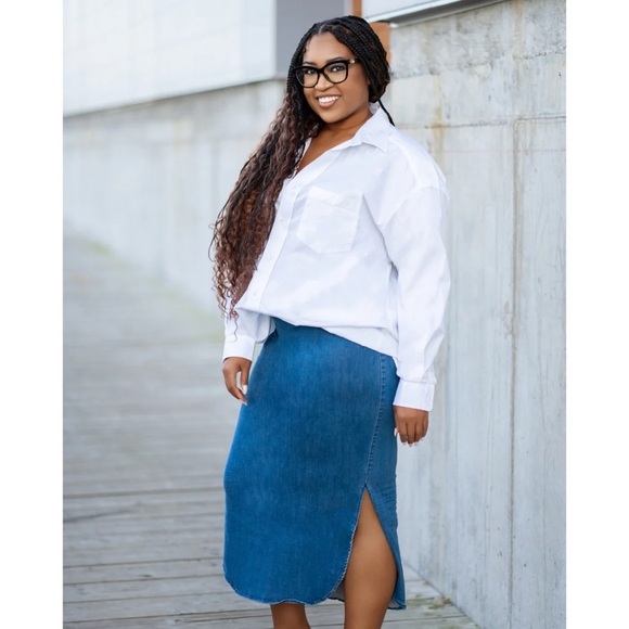 FRANK & EILEEN Donegal Unforgettable Denim Jean Skirt 1977 Medium Wash Grinding - Picture 5 of 17